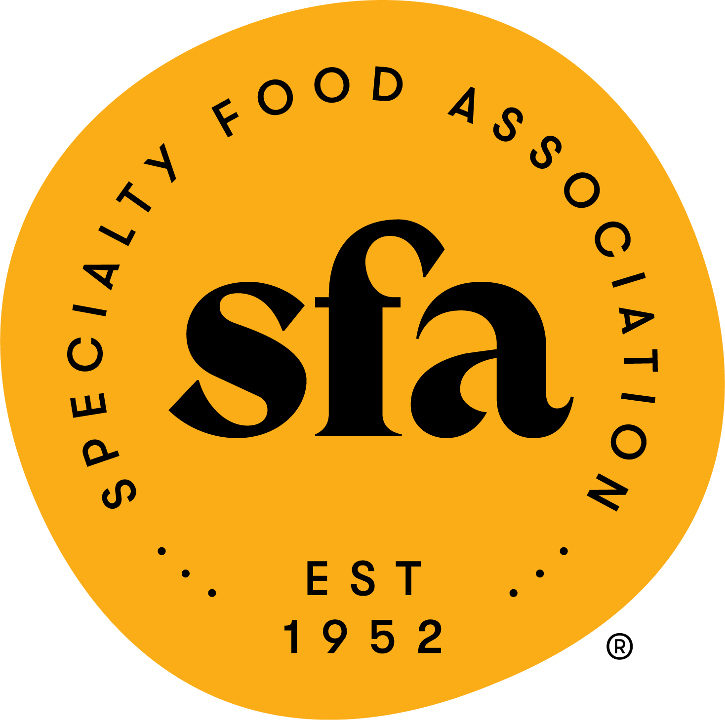 Logo of the Specialty Food Association with 'sfa' text on a yellow background